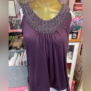 Beautiful beaded, purple tank top never worn perfect condition